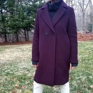 NEW Aubergine Top Coat 100%Wool.Sz.4